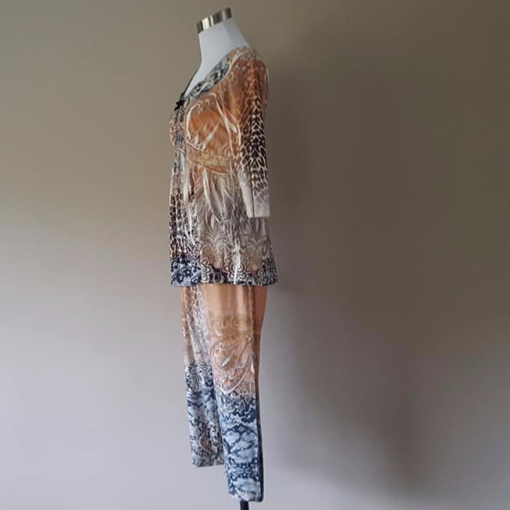 Lounge Set Leopard Print V Neck Elastic Pants Sm - image 5